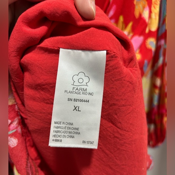 COPY - FARM Rio Hudson Tropical Floral Ruffled Chiffon Mini Dress Red Size XL - Picture 6 of 8